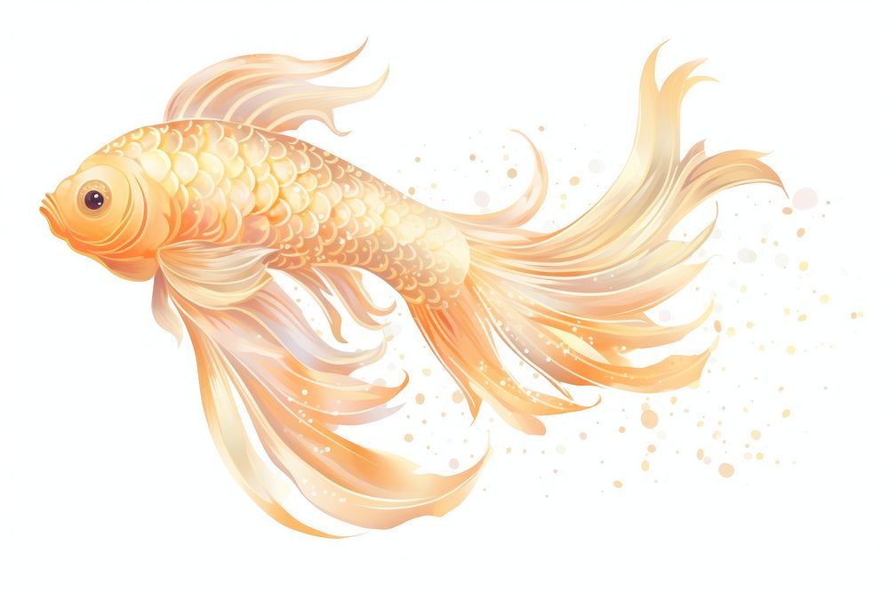 Golden fish goldfish animal white background. AI generated Image by rawpixel.