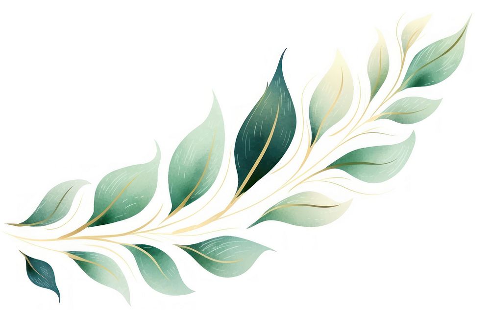 Green leaf pattern plant white background. AI generated Image by rawpixel.