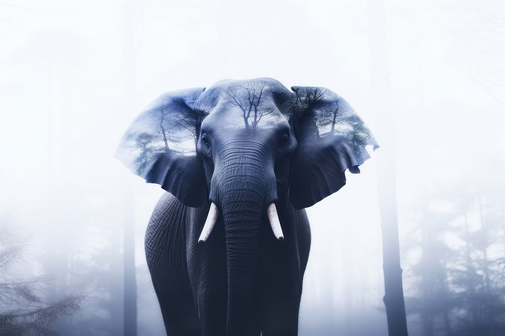 An elephant with forest wildlife outdoors portrait. AI generated Image by rawpixel.