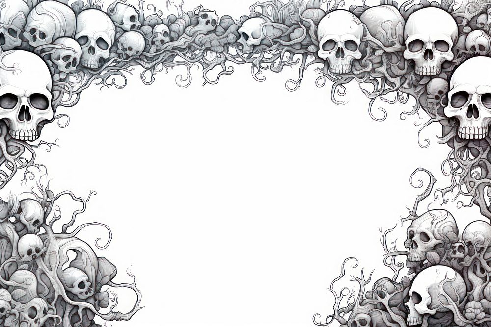 Bone illustration border drawing sketch doodle. AI generated Image by rawpixel.