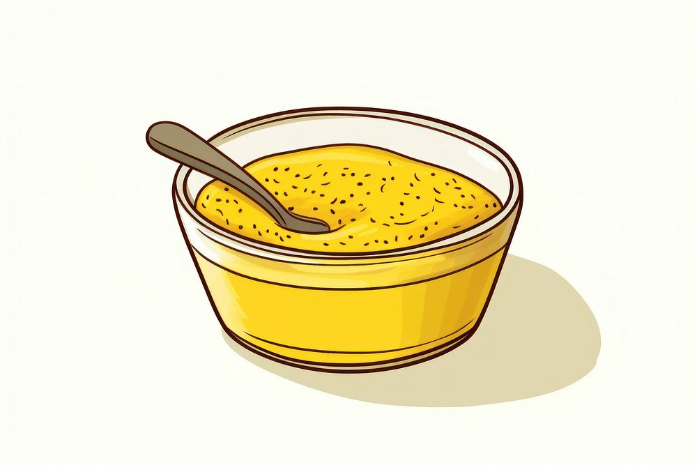 Mustard bowl spoon food. AI generated Image by rawpixel.