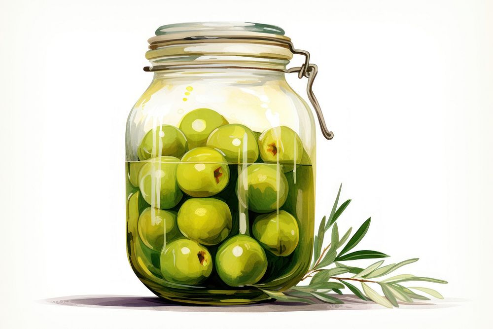 Jar of olives plant food medication. AI generated Image by rawpixel.