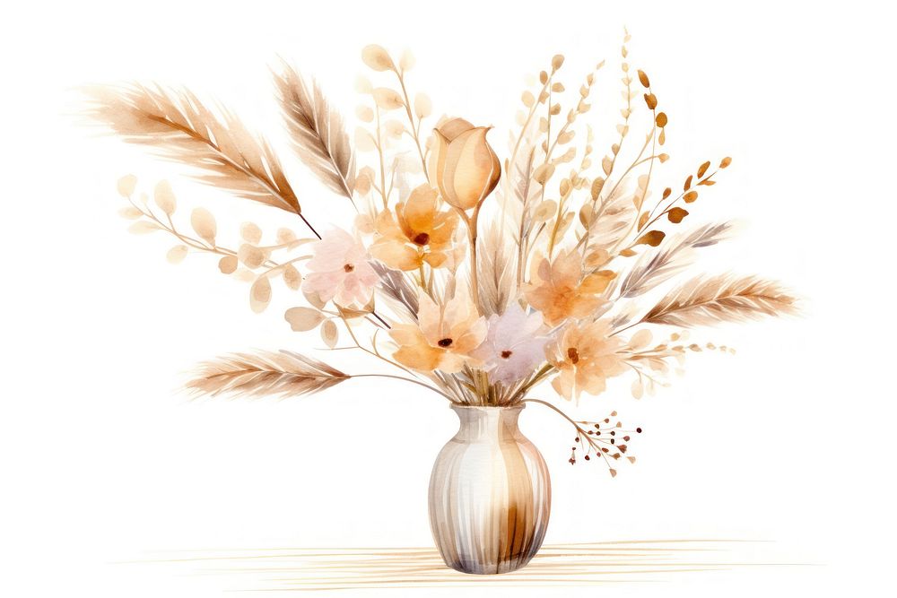 Dried flower in vase plant white background celebration. AI generated Image by rawpixel.