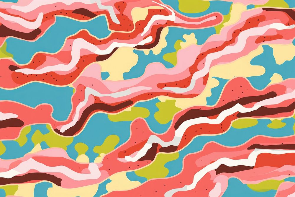 Vibrant bacon pattern abstract backgrounds creativity. AI generated Image by rawpixel.