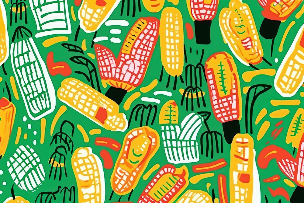 Vibrant corn pattern food backgrounds repetition. AI generated Image by rawpixel.