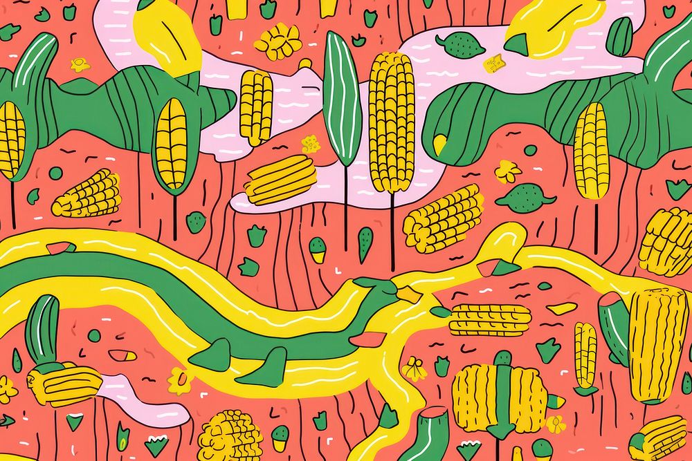 Vibrant corn pattern art backgrounds creativity. AI generated Image by rawpixel.