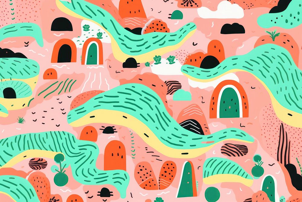 Vibrant melon pattern abstract graphics drawing. AI generated Image by rawpixel.