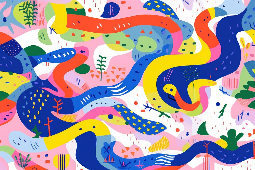 Vibrant snake pattern abstract painting graphics. AI generated Image by rawpixel.