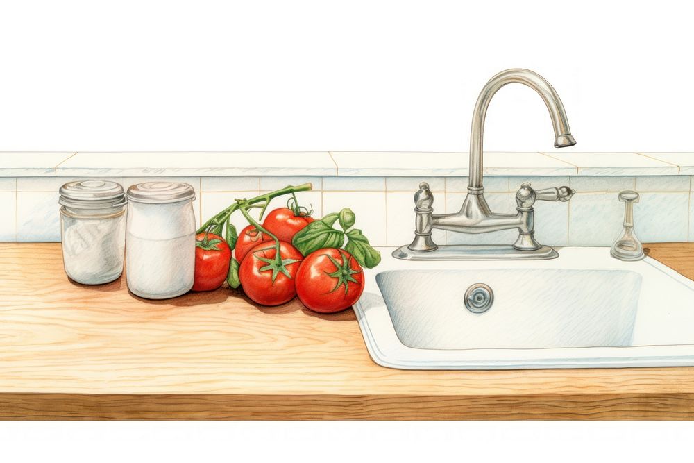 Kitchen illustration kitchen sink countertop. AI generated Image by rawpixel.