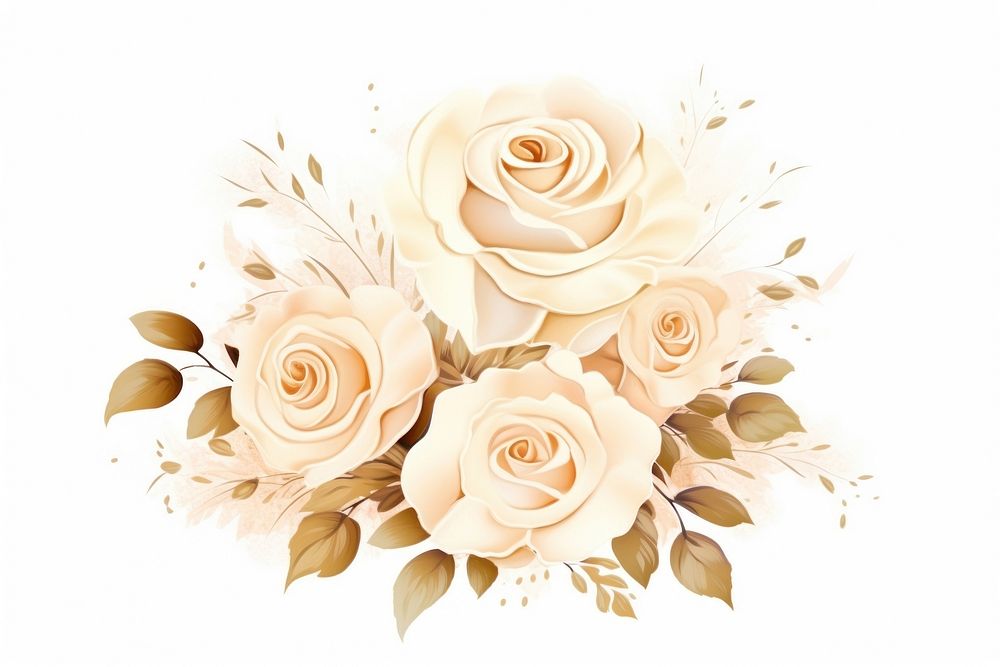 Ivory roses flower plant white background. AI generated Image by rawpixel.