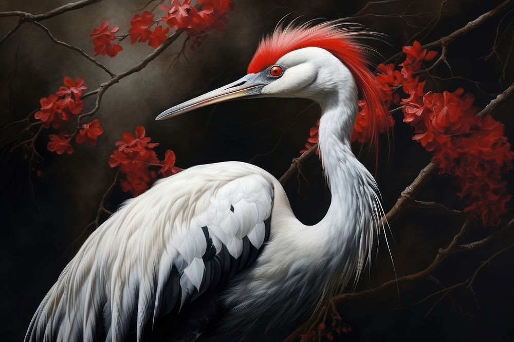 Crane bird animal plant beak. AI generated Image by rawpixel.