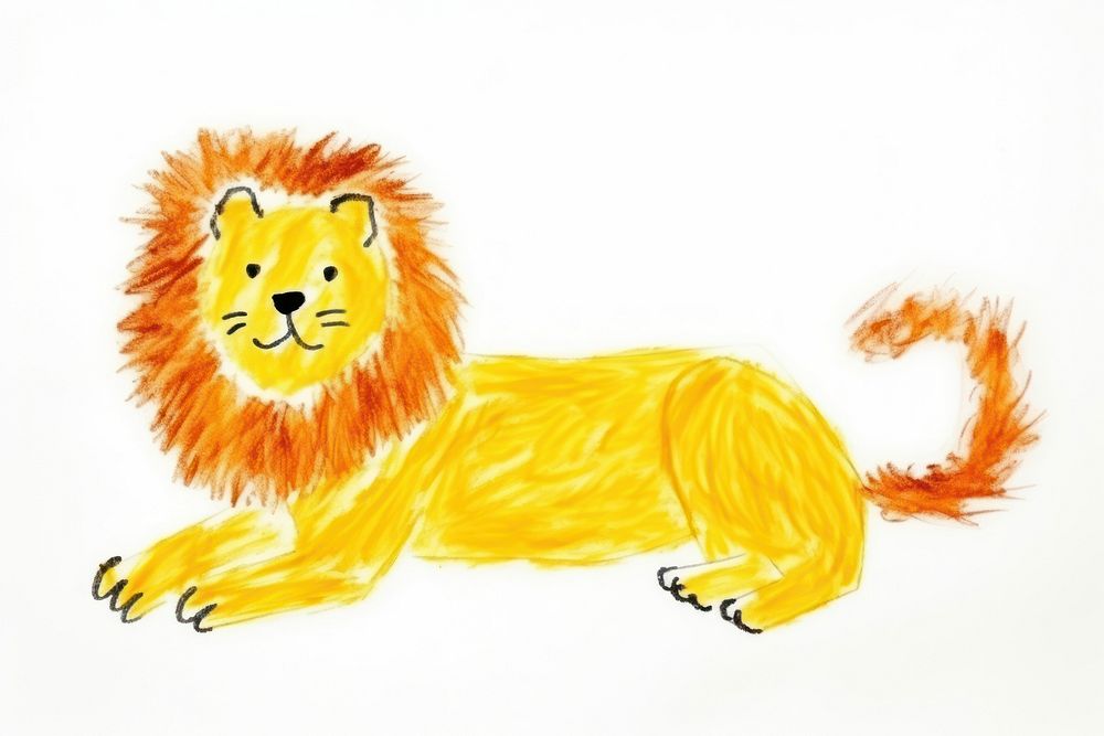 Lion drawing animal mammal. AI generated Image by rawpixel.