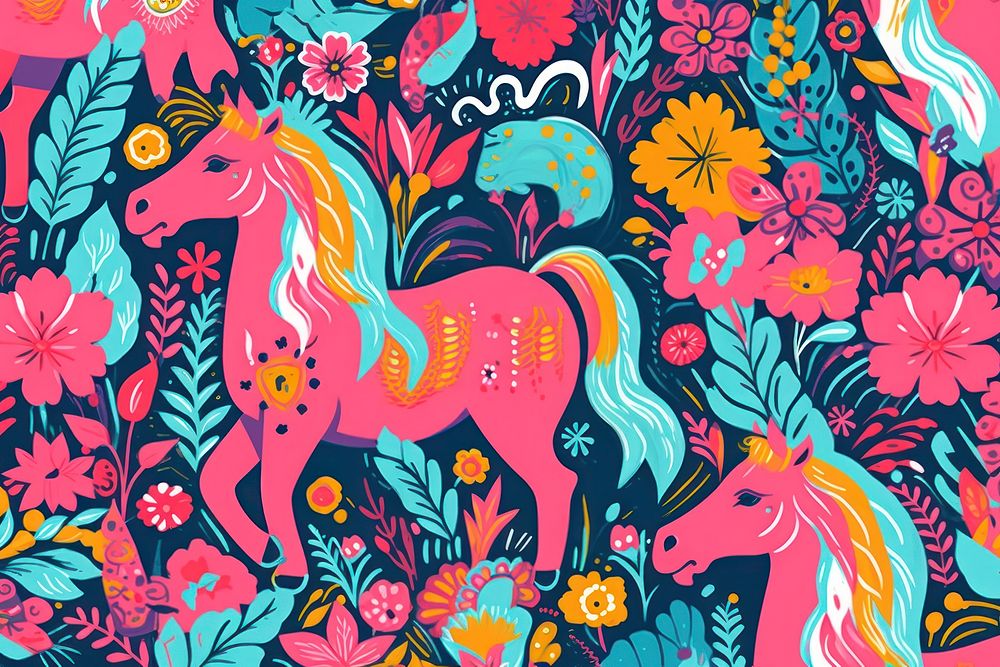 Memphis unicorns background backgrounds pattern mammal. AI generated Image by rawpixel.