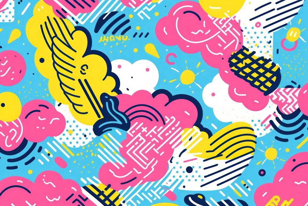 Memphis wings background backgrounds pattern yellow. AI generated Image by rawpixel.