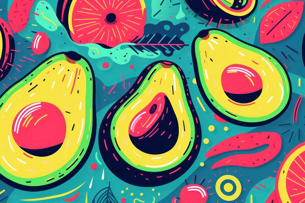 Memphis avocado background backgrounds fruit plant. AI generated Image by rawpixel.