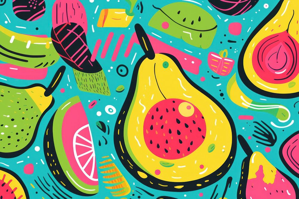 Memphis avocado background backgrounds pattern creativity. AI generated Image by rawpixel.
