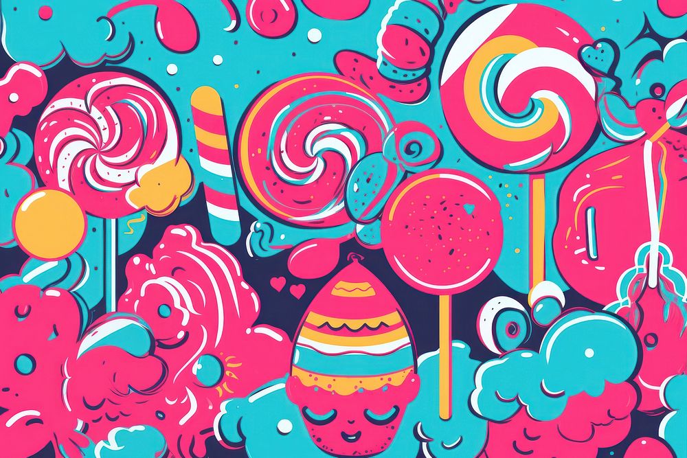 Memphis chirtmas candy background confectionery backgrounds lollipop. AI generated Image by rawpixel.