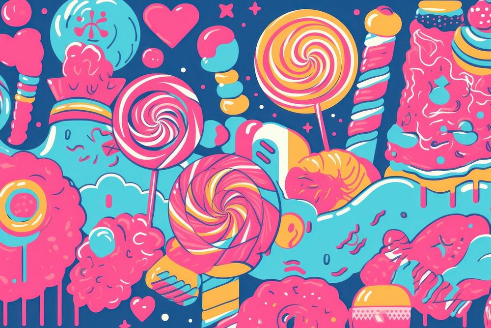 Memphis chirtmas candy background confectionery backgrounds lollipop. AI generated Image by rawpixel.