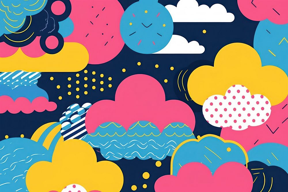 Memphis cloud background backgrounds pattern pink. AI generated Image by rawpixel.