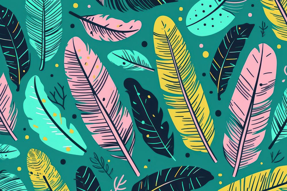 Memphis feather background backgrounds pattern plant. AI generated Image by rawpixel.