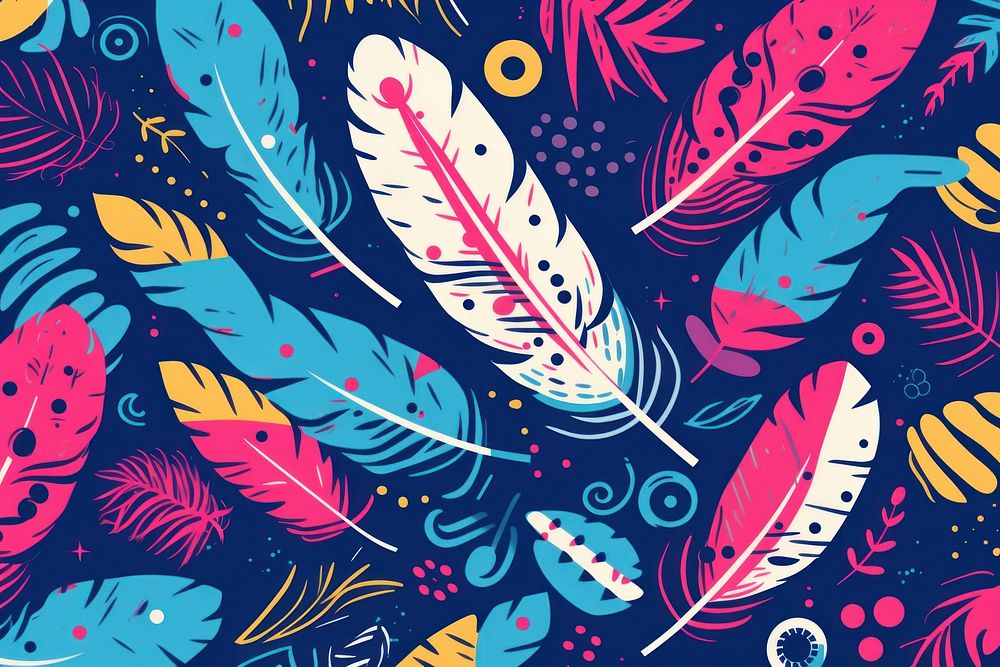 Memphis feather background backgrounds pattern blue. AI generated Image by rawpixel.