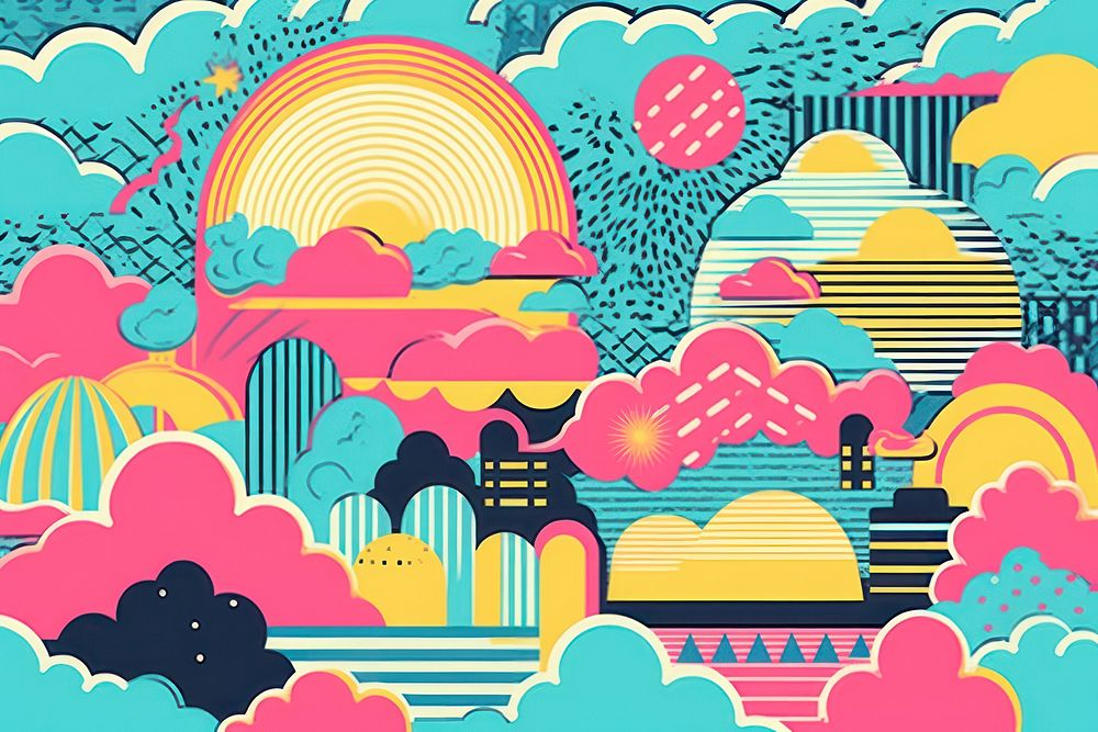 Memphis sky background backgrounds pattern art. AI generated Image by rawpixel.