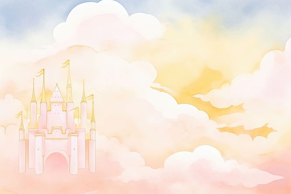 Sky castle fantasy backgrounds outdoors nature. AI generated Image by rawpixel.