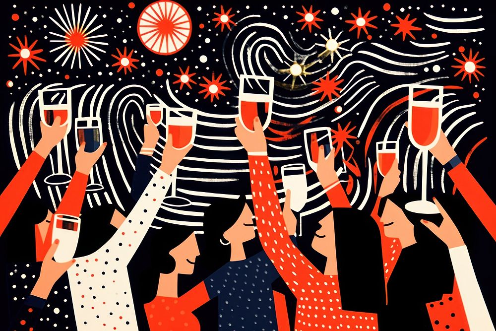 New year champagne celebration happiness togetherness refreshment. AI generated Image by rawpixel.