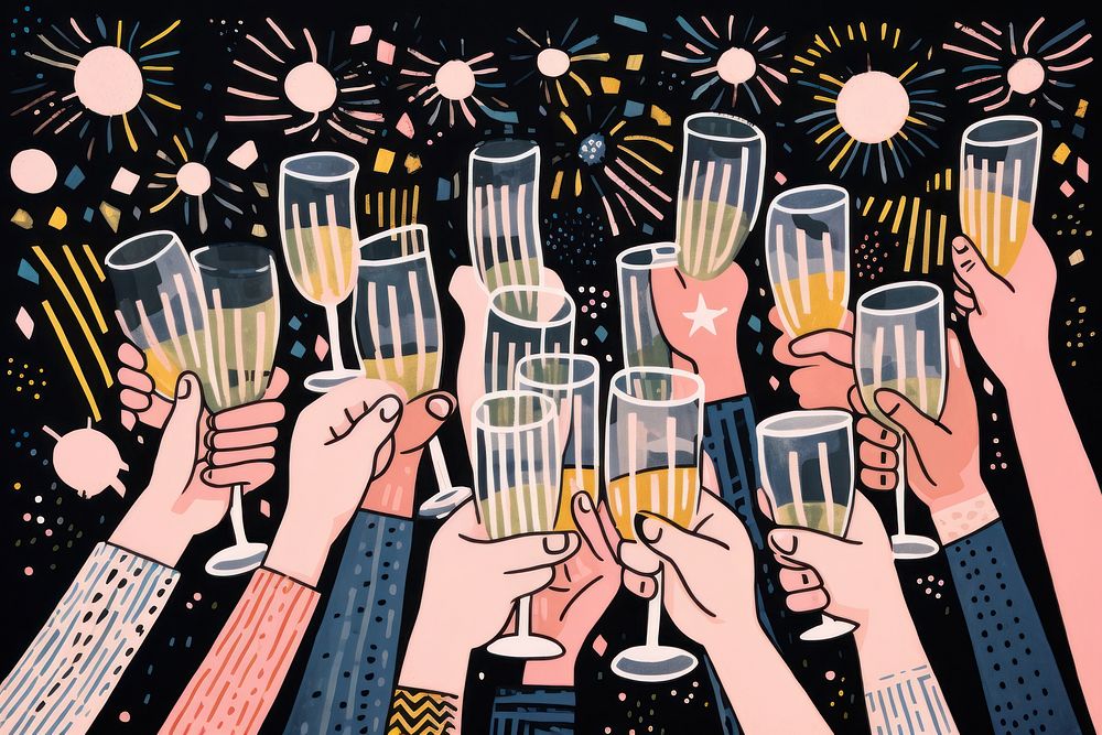 New year celebration happiness champagne. AI generated Image by rawpixel.