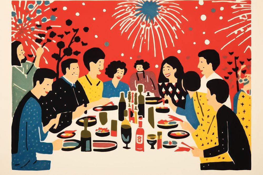 New year dinner celebration happiness adult. AI generated Image by rawpixel.