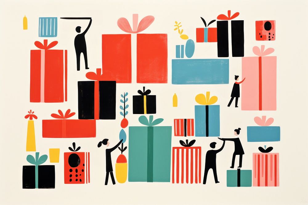 New year presents celebration line gift. AI generated Image by rawpixel.
