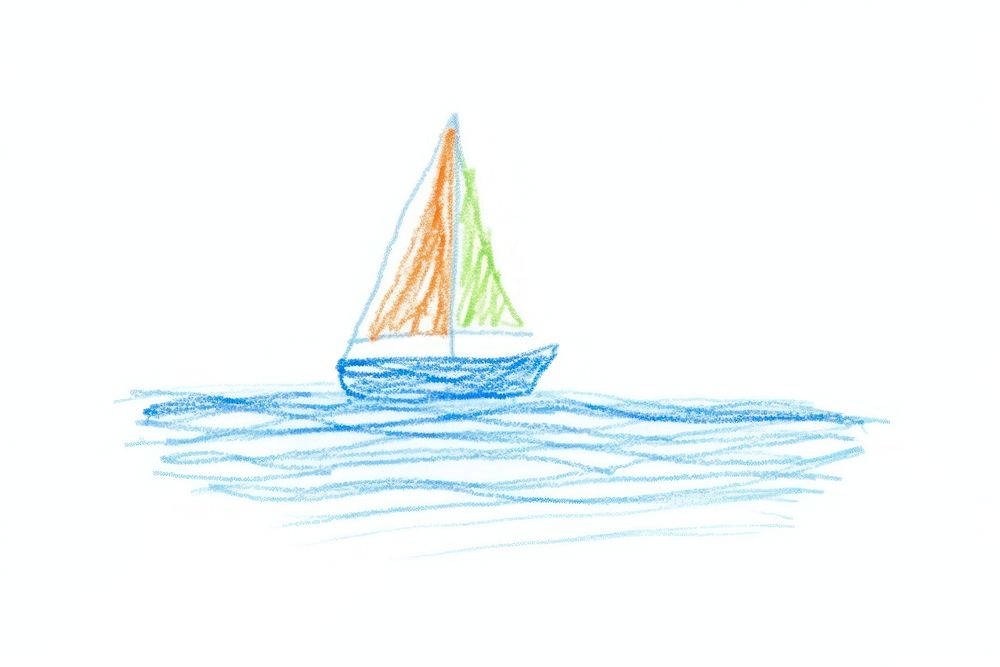 Sailing boat drawing watercraft sailboat. AI generated Image by rawpixel.