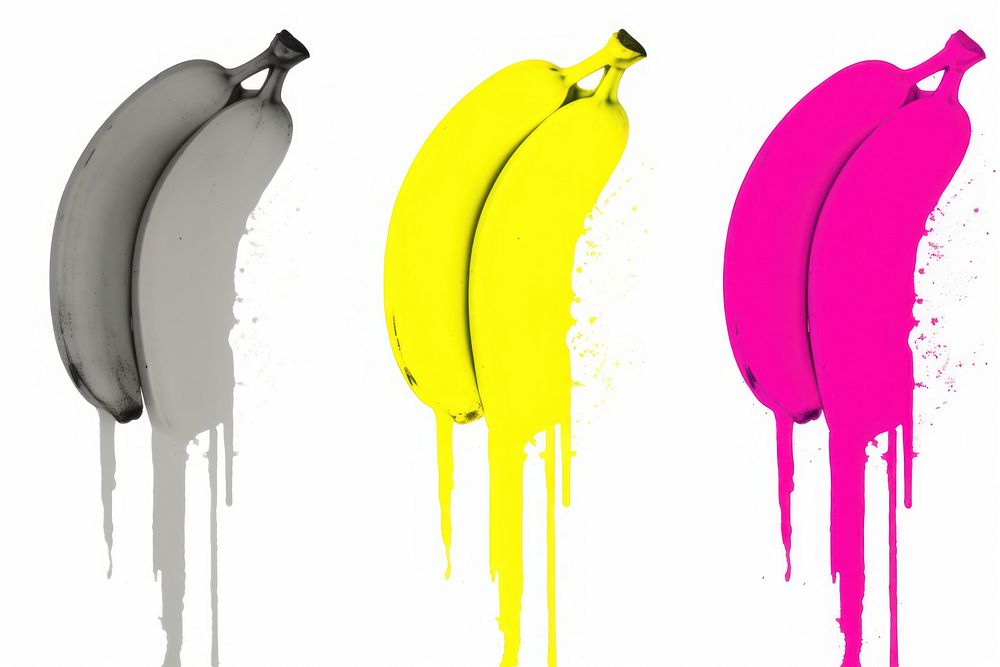 Bananas white background splattered cartoon. AI generated Image by rawpixel.