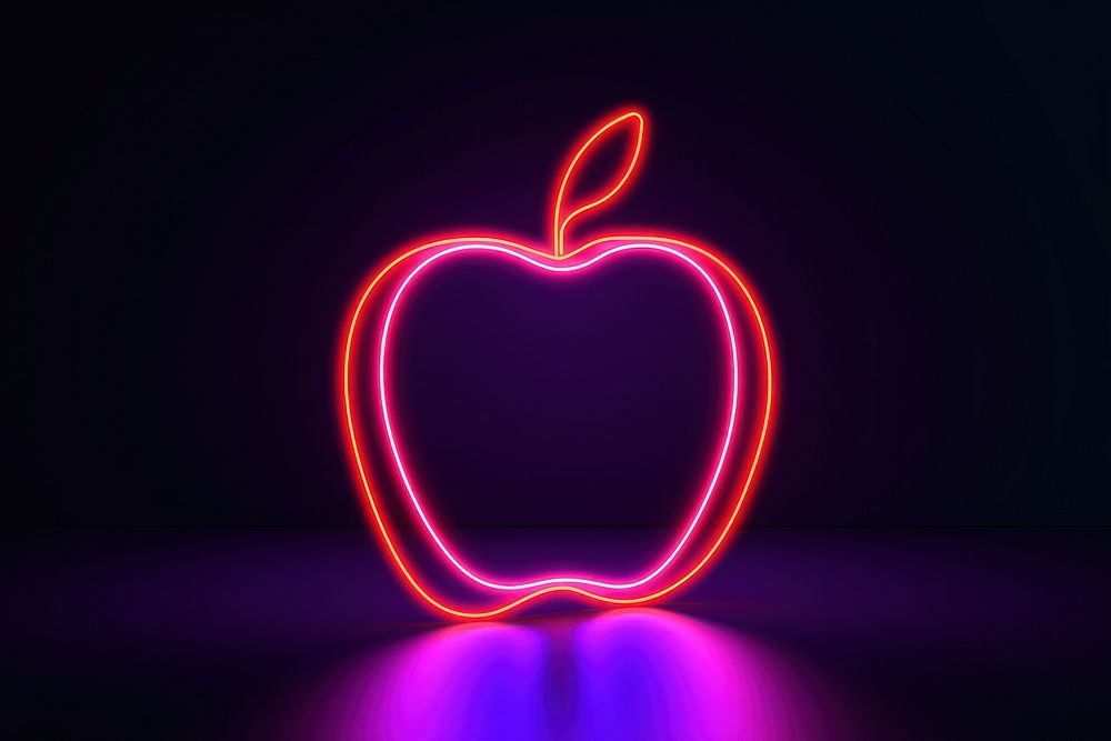 Apple light neon illuminated. AI generated Image by rawpixel.