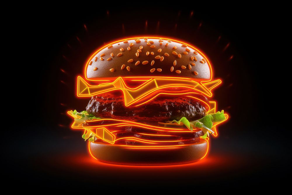 Burger food neon illuminated. AI generated Image by rawpixel.