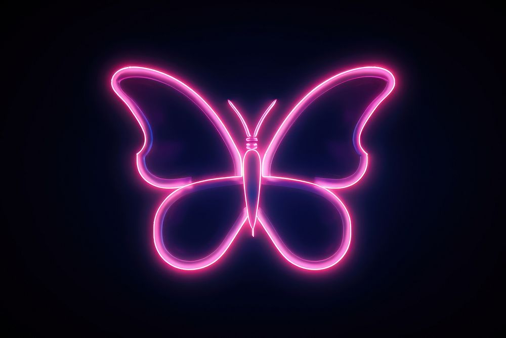 Butterfly pink light neon purple. AI generated Image by rawpixel.