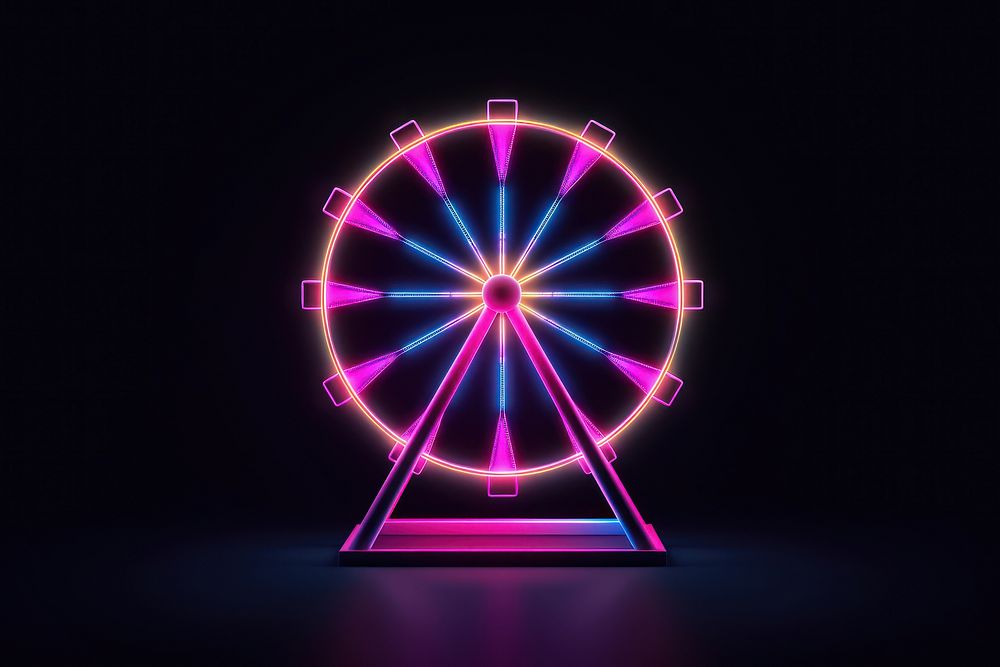 Ferris wheel light neon fun. AI generated Image by rawpixel.