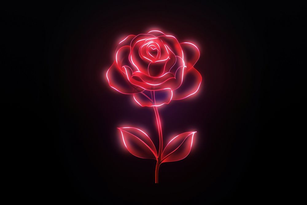 Rose light neon flower. AI generated Image by rawpixel.