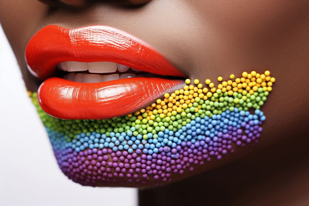 Rainbow fingernails and rainbow lips medication hairstyle lipstick. AI generated Image by rawpixel.