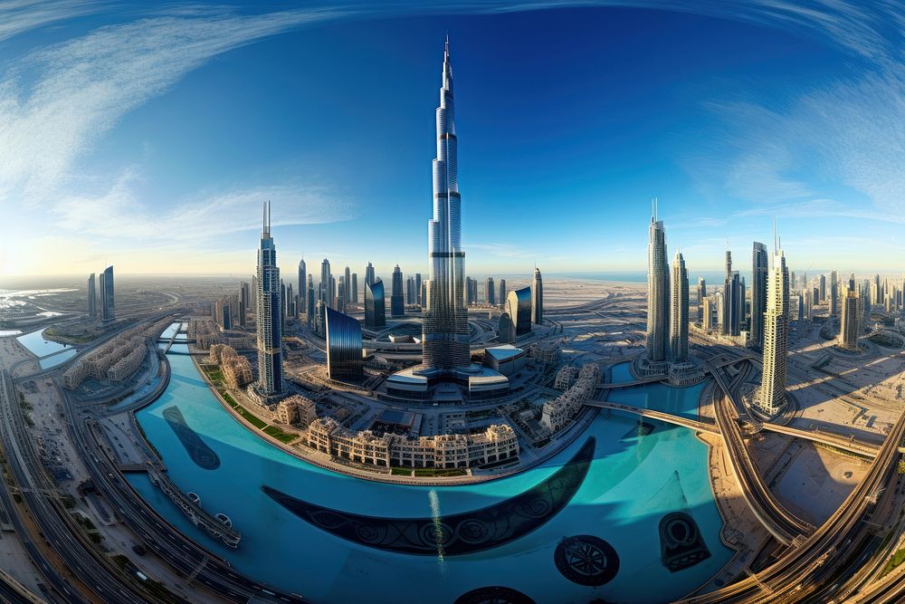 Burj Khalifa Dubai architecture skyscraper cityscape. AI generated Image by rawpixel.