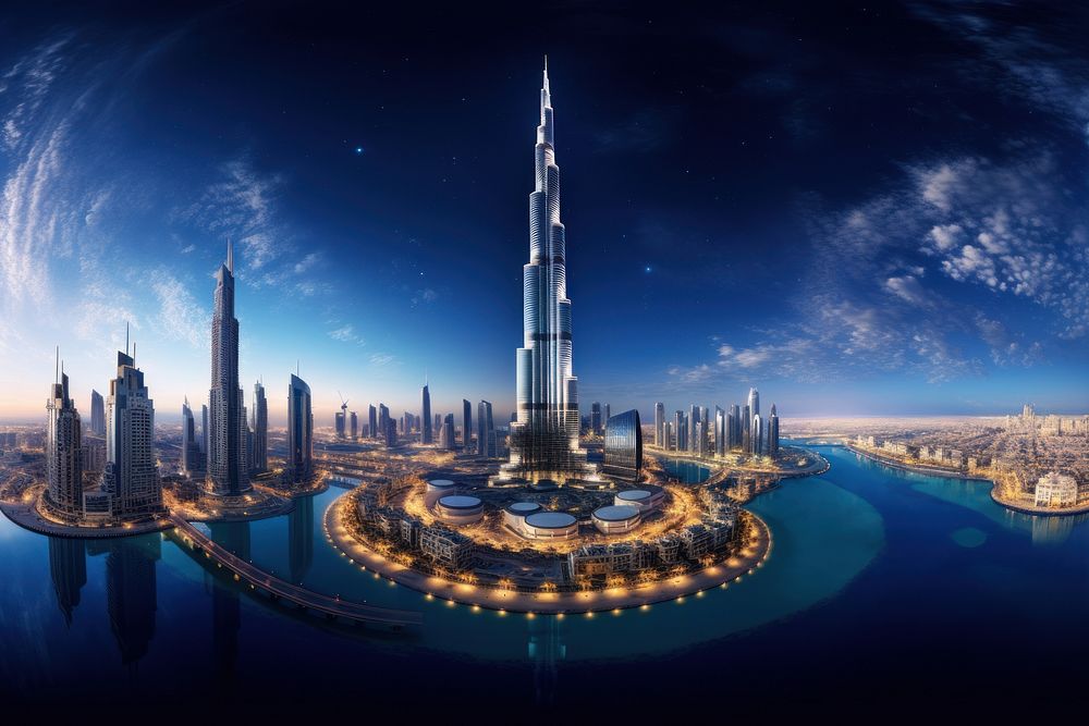 Burj Khalifa Dubai architecture metropolis skyscraper. AI generated Image by rawpixel.