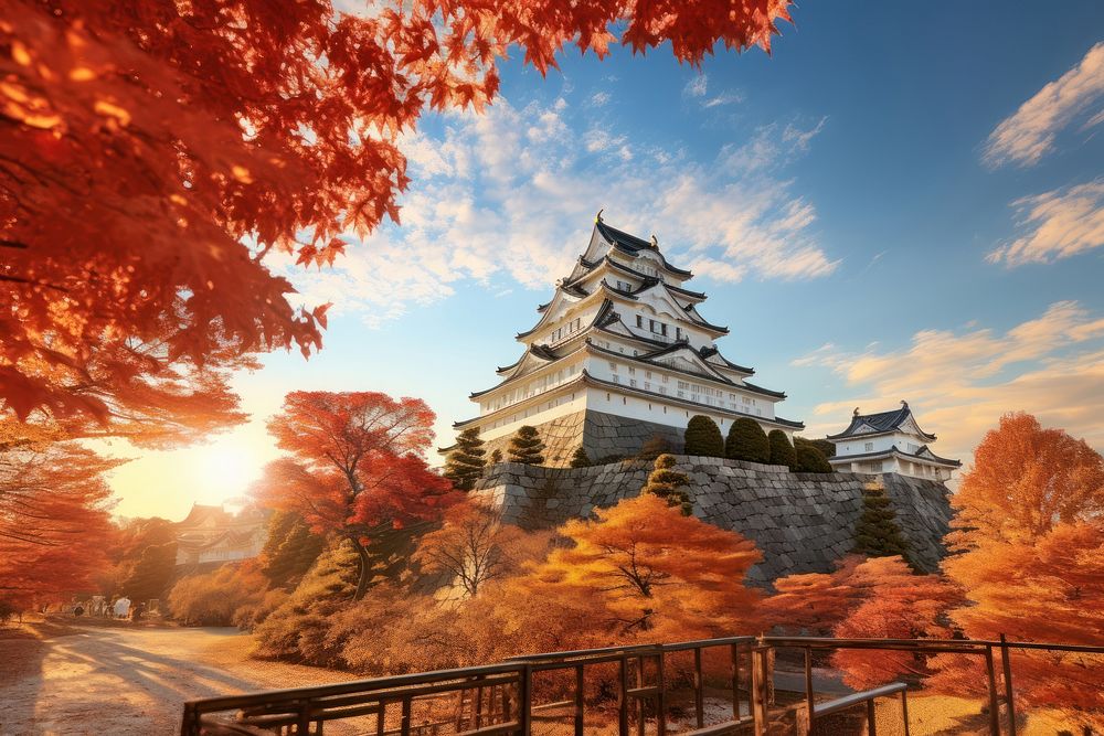 Himeji castle outdoors autumn nature. AI generated Image by rawpixel.
