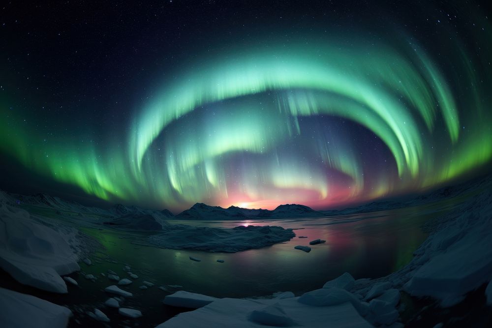 Light aurora outdoors nature night. AI generated Image by rawpixel.