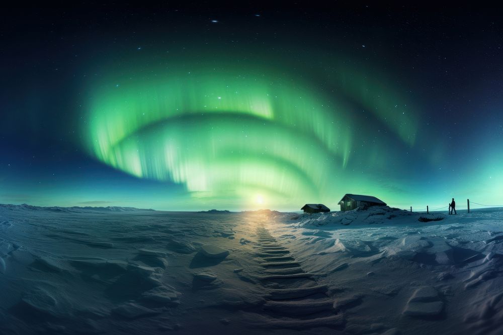 Light aurora outdoors nature night. AI generated Image by rawpixel.