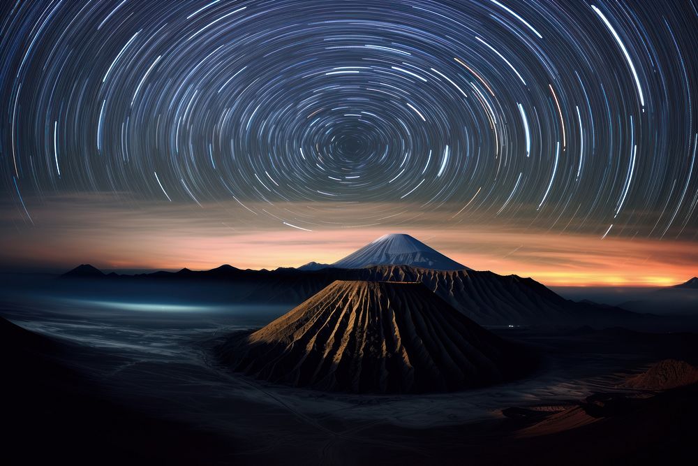 Mount bromo night landscape mountain. AI generated Image by rawpixel.