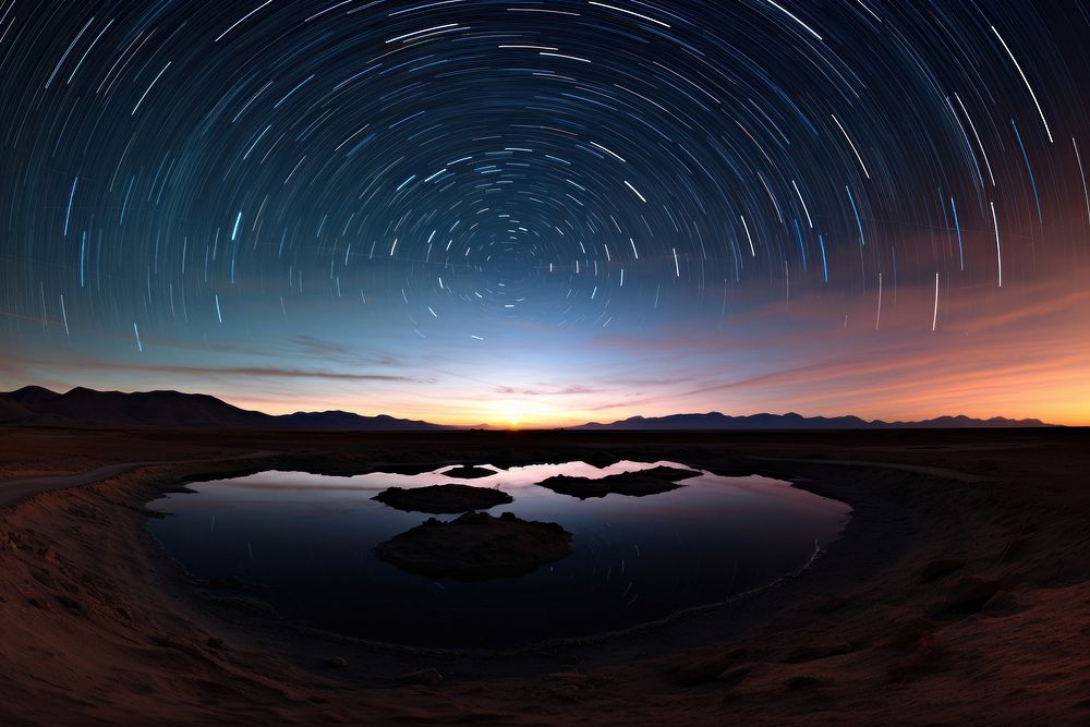 Atacama Desert night landscape panoramic. AI generated Image by rawpixel.