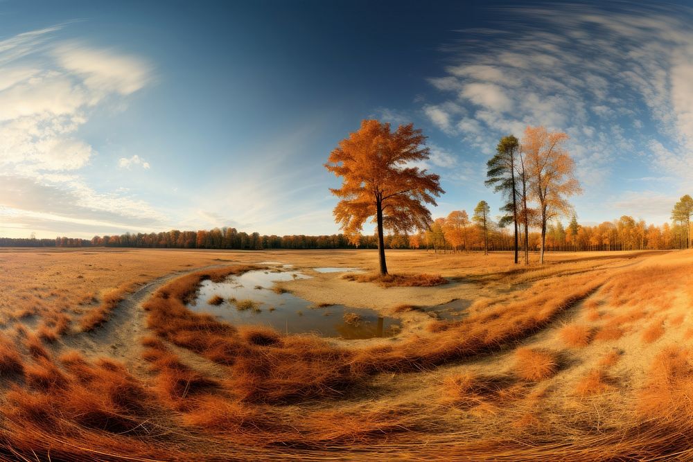 Savannah field landscape panoramic outdoors. AI generated Image by rawpixel.