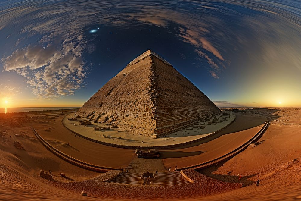 The Great Pyramid of Giza pyramid architecture landmark. AI generated Image by rawpixel.