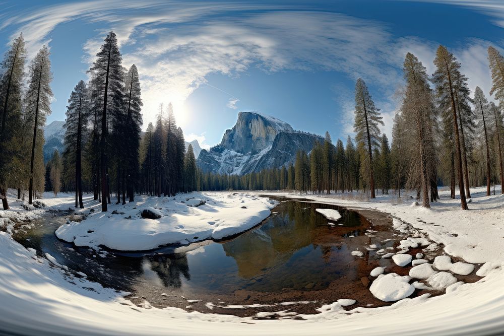 Yosemite National Park wilderness landscape panoramic. AI generated Image by rawpixel.