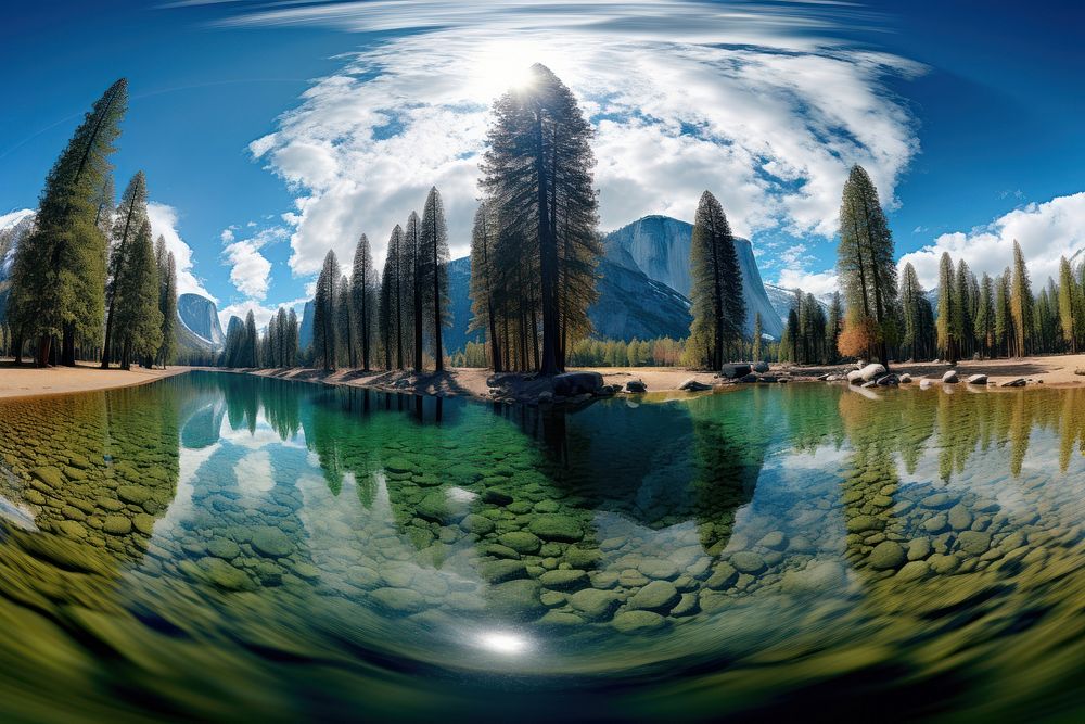 Yosemite National Park landscape panoramic outdoors. AI generated Image by rawpixel.